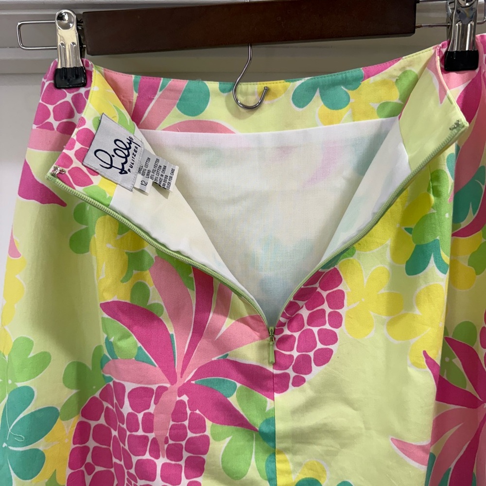 Lilly Pulitzer Vintage Pink Pineapple Floral Ruffled Maxi Skirt Size 12 - Picture 8 of 12